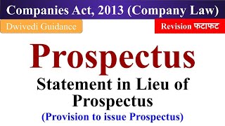 Prospectus company law Statements in view of Prospectus provision to issue prospectus companies [upl. by Weinrich899]