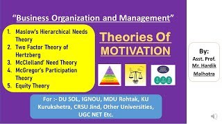 MOTIVATIONAL THEORIES  Maslow’s Hierarchical Needs Theory  Herzberg’s TwoFactor Theory AND others [upl. by Stelu]