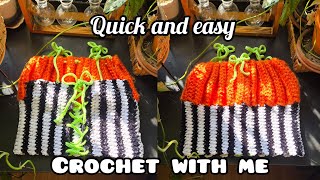 Crochet with me  Spooktacular Striped Pumpkin Crochet Top Tutorial 🎃🧶 [upl. by Nittirb]