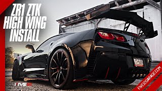 C7 Corvette ZR1 ZTK High Wing Spoiler Install from Extreme Online Store  EOS ZR1 ZTK WING INSTALLED [upl. by Audrie14]