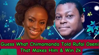 Guess What Chimamanda Ngozi Adichie Told Arise TV Rufai Oseni That Is Making Him Laugh amp Win 2k [upl. by Maretz]