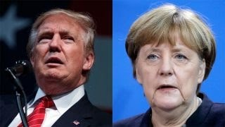 Trump trades jabs with Germany’s Merkel over refugee policy [upl. by Oirelav]