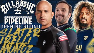 Kelly Slater Ibelli Munoz  Billabong Pro Pipeline 2023  Opening Round Heat Replay [upl. by Doubler938]