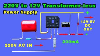 How to convert AC to DC without Transformer 220v to 12v dc converter [upl. by Kolosick]