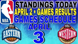 nba standings today April 2 2024  games results  games schedule April 3 2024 [upl. by Germin]