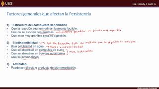 Factores que afectan la persistencia de moléculas orgánicas en el ambiente Biotecnología ambiental [upl. by Anirahc]