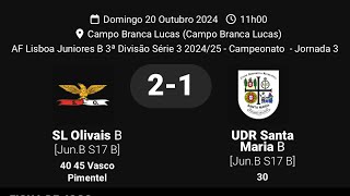 SLO vs UDR Sta Maria  3ª Jornada AFL III Div JunB Sub17  2ª Parte [upl. by Kirsti906]