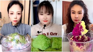 ASMR ICE EATING with MATCHA TEA and COCONUT MILK POWDER [upl. by Enneillij]