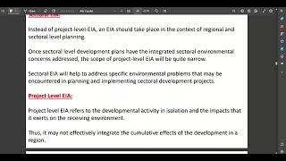 Types of EIAStrategicalRegional EIASectoral EIAProject Level EIA Comprehensive vs Rapid EIA [upl. by Illil928]