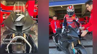 First ride  Iker lecuona with new 2024 CBR Firebladewinter test Jerez [upl. by Rehpitsirhc]