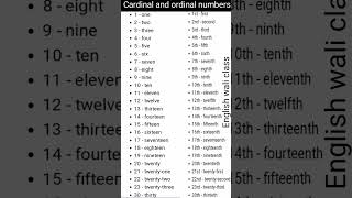 cardinal and ordinal numbersnumbers in Englishcardinal and ordinal [upl. by Blakelee]