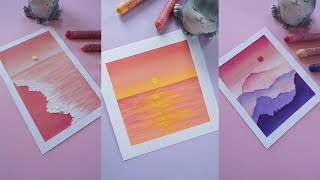 5 Easy Oil Pastel Sunset Drawing Ideas [upl. by Dasi]