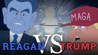 Reagan vs Trump Debate  Cartoon Rap Battle [upl. by Aynatal]