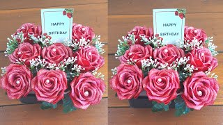 DIY FLOWER BOX  FLOWER BOX WITH SATIN RIBBON  GIFT BIRTHDAY [upl. by Sonni297]