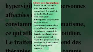 définition du Stress post traumatique apprendrelefrançais stressmanagement reducestress [upl. by Krutz]