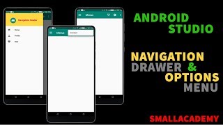 Create Simple Android Navigation Drawer and Options Menu  Android Studio Tutorial [upl. by Nnaerb]