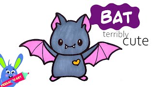 How to draw a cute bat  Halloween art [upl. by Alvera90]