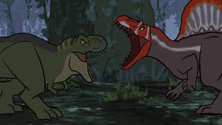 TRex vs Spinosaurus  Jurassic Park III  extended fight CGI shots only [upl. by Okihcim]