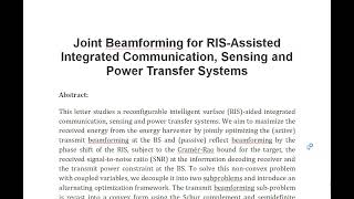 Joint Beamforming for RIS Assisted Integrated Communication Sensing and Power Transfer Systems [upl. by Mycah215]