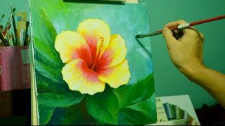 Acrylic Painting Lesson  How to Paint Gumamela Flower by JMLisondra [upl. by Weibel608]