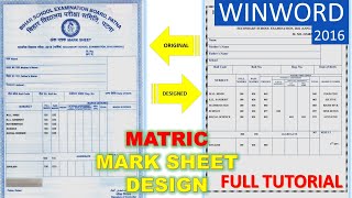 MATRIC MARKSHEET DESIGN FULL TUTORIAL  BSEB MARKSHEET DESIGN IN WORD 2016  InfoTechnoLife [upl. by Odin]