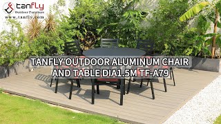 TANFLY OUTDOOR ALUMINUM CHAIR AND TABLE DIA1 5M TFA79 [upl. by Akemaj]