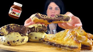 NUTELLA FRENCH TOAST amp COOKIES  MUKBANG  ASMR [upl. by Gnad]