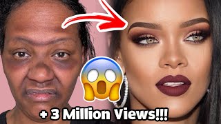 Makeup Transformation Rihanna Cirugía Plástica 😳 makeuptutorial [upl. by Shuping]