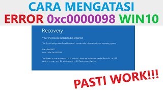 ✔ Cara Mengatasi Error Code 0xc0000098 di Windows 10 [upl. by Yvonner143]