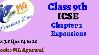 Class 9th ICSE Math Ch 3 Expansions Ex 31 Qus 14 to 20 [upl. by Saticilef]