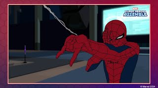 Trouble at Iron Mans Headquarters  Marvels Spidey and his Amazing Friends disneyjunior [upl. by Richer270]