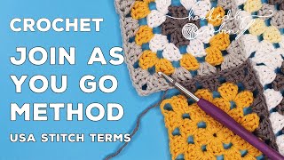 How to Crochet the Join As You Go JAYG Method  Granny Square Joining [upl. by Karil]