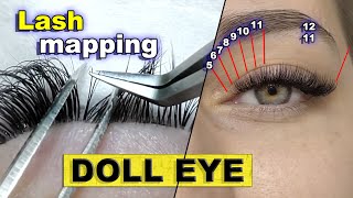 DOLL EYE MAPPING  Online eyelash extensions training  Volume lash extensions 2D [upl. by Pilloff]