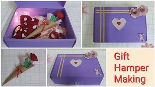 How To Make Gift Hamper  DIY Gift Hamper For Valentines Day  Hamper Box Making  Gift Hamper Ideas [upl. by Sillad]