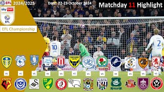 Highlights Summary Matchday 11 202425 EFL Championship [upl. by Airotnes840]