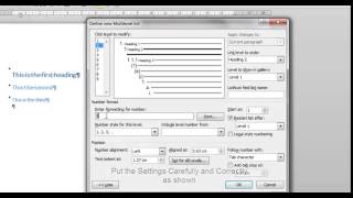 Automatic Heading Numbering  MS Word 2010 [upl. by Neeham]