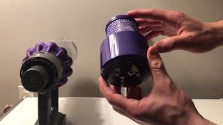 Dyson V10 How to Change and Clean The Filter [upl. by Enirac]