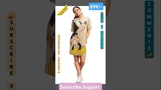 1849❌899✅Bewakoof Official Disney Merchandise Womens Graphic Printed Oversized Cotton TShirt Dress [upl. by Perce]