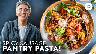 SPICY Sausage Pantry Pasta in 15 minutes [upl. by Eizle]