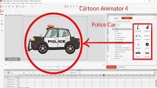 Cartoon Animator 4 How to Assemble Police Car and Animate to park any place in screen [upl. by Poore]