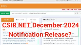 CSIR NET 2024 Notification  CSIR NET December 2024 Notification  CSIR NET December Exam Date 2024 [upl. by Willett]