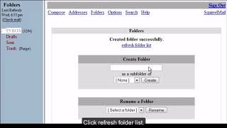 SquirrelMail  Creating Folders [upl. by Attener]