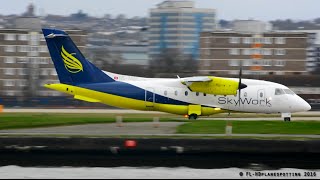 SkyWork Airlines Dornier 328 HBAER landing amp takeoff at LondonCity LCYEGLC [upl. by Cavit]