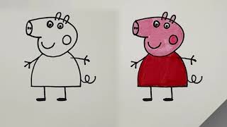 Peppa Pig Easy Drawing Coloring and Painting Drawing Painting kidsart peppapig [upl. by Artaed]