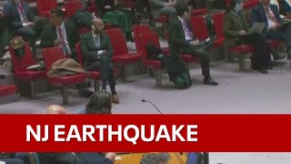 Video captures moments 48 magnitude earthquake rattles NYC [upl. by Notgnillew]