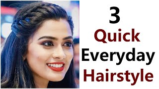 3 quick everyday hairstyle  easy hairstyle for girls  new hairstyle [upl. by Atsilac]