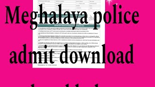 Meghalaya police admit card download kabojok [upl. by Carlile]