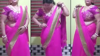 Saree Draping With Normal Peticoat  South Indian Silk Saree Draping Style [upl. by Assenat]