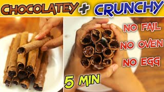 5 Min Easy Crunchy Chocolate Wafer Roll Recipe Without Oven amp Egg Homemade Chocolate Sticks Recipe [upl. by Ihcekn903]