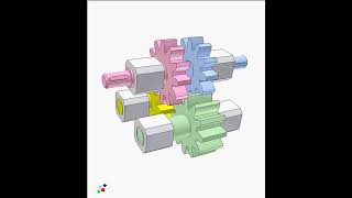 Coaxial Rotation Reverser Of 4 Spur Pinions [upl. by Hinman]